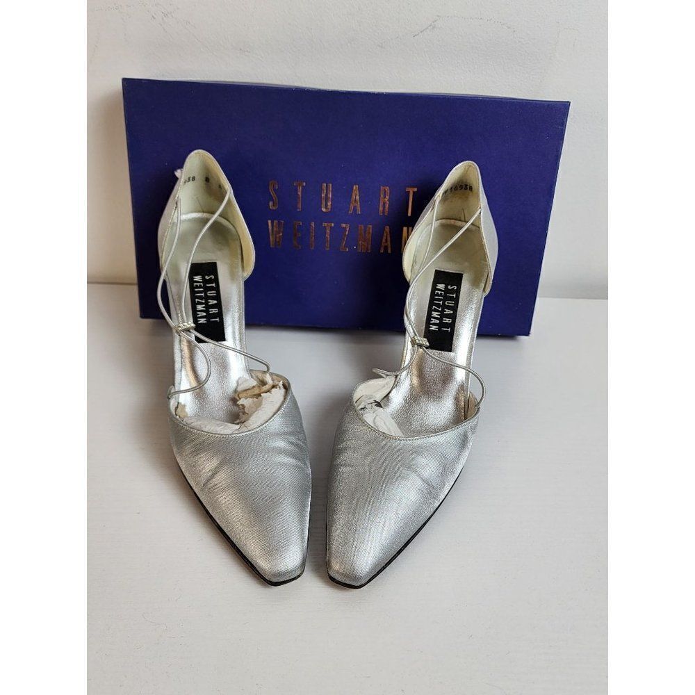 Stuart Weitzman Silver Sexy lame Pumps, Vintage, Size 8